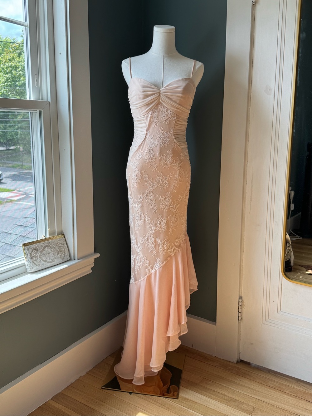 Blush Pink Lace and Satin Dress for Photoshoot, Never Worn Size M